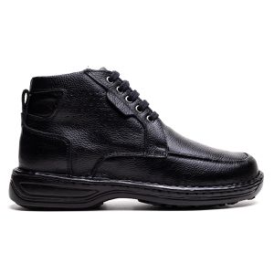 Bota Comfort Masculino em Couro Preto - Pé Leve Calçados