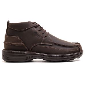 Bota Comfort Masculino em Couro Rústico Pinhão - Pé Leve Calçados