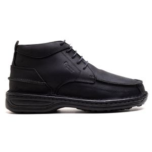 Bota Comfort Masculino em Couro Rústico Preto - Pé Leve Calçados