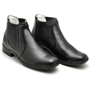Botina Couro Floter Preto Comfort - Pé Leve Calçados