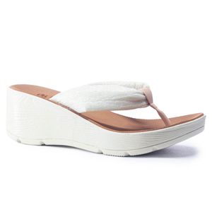 Chinelo Feminino Confort para Fascite e Esporão - Linho / Ouro - PR591603LN - Pé Relax Sapatos Confortáveis