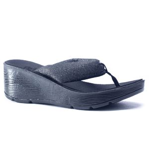 Chinelo Feminino Confort para Fascite e Esporão - Preto / Prata - PR591603PR - Pé Relax Sapatos Confortáveis