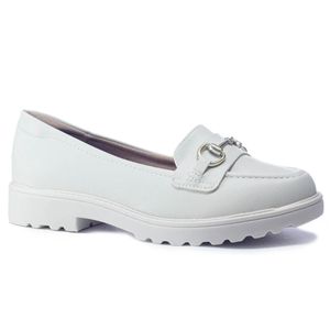 Loafer Feminino Confortável - Branco Off - PR7357-106BR - Pé Relax Sapatos Confortáveis
