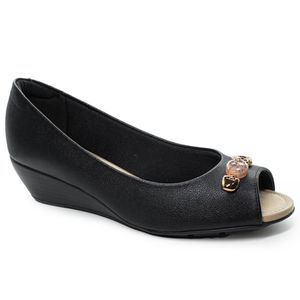 Peep Toe Confortável - Preto - PR7036-417PR - Pé Relax Sapatos Confortáveis