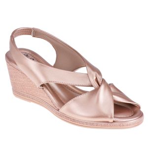 Sandália Slingback Anabela Floralis - Ouro - PI-408221-OUR - Pé Relax Sapatos Confortáveis