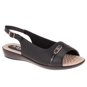 Slingback Jasmim Rasteira - Preto / Palmilha Bege - PI-500368-PTB - Pé Relax Sapatos Confortáveis