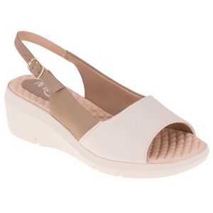 Sandália Anabela Papoula - Off White / Areia - PI-540361-OAR - Pé Relax Sapatos Confortáveis