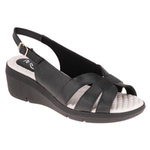 Sandália Anabela Papoula - Preta / Palmilha Off White - PI-540362-POF - Pé Relax Sapatos Confortáveis