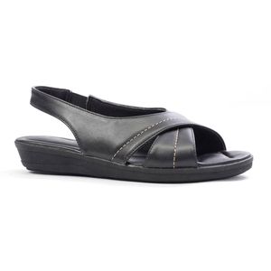 Sandália Comfort Especial para Fascite Plantar Salto Baixo - Preto - PR135-SBPR - Pé Relax Sapatos Confortáveis