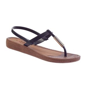 Sandália Flat Agapanto - Preta - TA-210204-PT - Pé Relax Sapatos Confortáveis