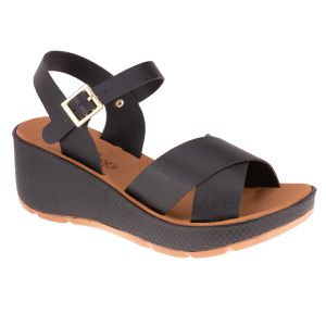 Sandália Celósia - Preto / Caramelo - TA-590203-PTC - Pé Relax Sapatos Confortáveis