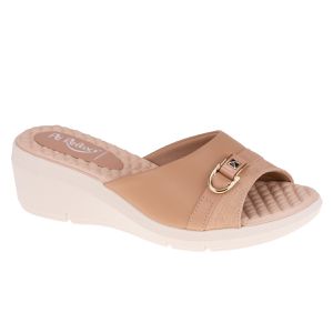 Tamanco Anabela Papoula - Nude / Off White - PI-540359-NOF - Pé Relax Sapatos Confortáveis