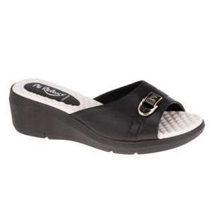 Tamanco Anabela Papoula - Preto / Palmilha Off White - PI-540359-POW - Pé Relax Sapatos Confortáveis