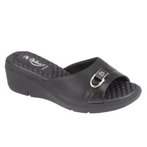 Tamanco Anabela Papoula - Preto - PI-540359-PTO - Pé Relax Sapatos Confortáveis