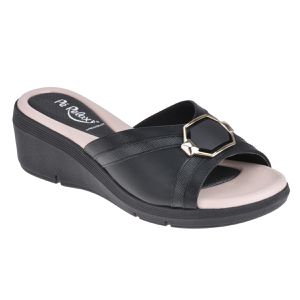 Tamanco Anabela Papoula - Preto - PI-540375-PTO - Pé Relax Sapatos Confortáveis