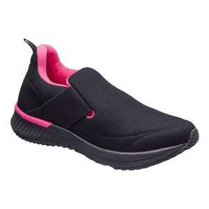 Tênis Slip On Girassol - Preto/Pink Sola Preta - LF-1481-PPSP - Pé Relax Sapatos Confortáveis