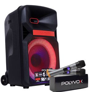 Caixa De Som Amplificada Xc-812 Polyvox Bluetooth Usb 600w + 2 Microfones sem Fio Polyvox - POLYVOX