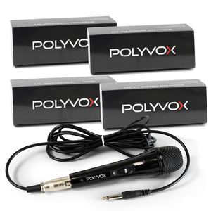  4 Microfones Dinâmicos Profissionais Preto com Fio Polyvox - POLYVOX