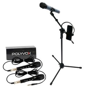 Kit Pedestal Tripé Universal para Microfone com Suporte p/ Celular + 2 M... - POLYVOX