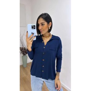 Camisa Thaís Azul Marinho - B425 - PUROROSA