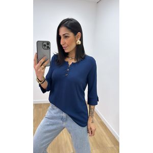 Blusa Selma Canelada 2 Azul - B514 - PUROROSA