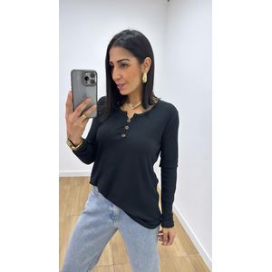 Blusa Selma Canelada Preta - B509 - PUROROSA