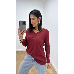 Blusa Selma Canelada Vinho - B509 - PUROROSA