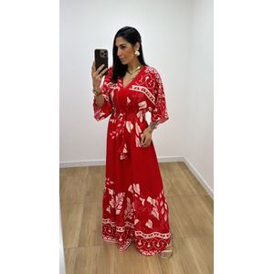 Vestido Talita Estampado Vermelho - V324 - PUROROSA