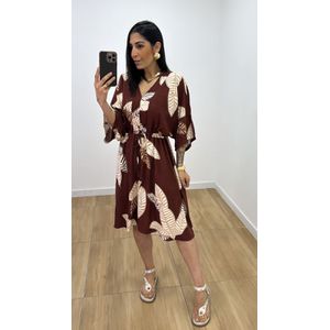 Vestido Ayla Folhagem Marrom - V268 - PUROROSA