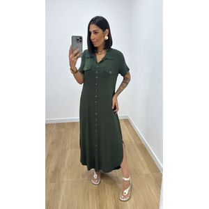 Vestido Jordana Verde Militar - V201 - PUROROSA