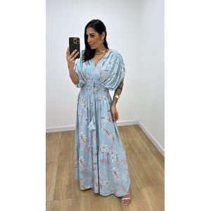Vestido Tássia Estampado Azul Bebê - V300 - PUROROSA