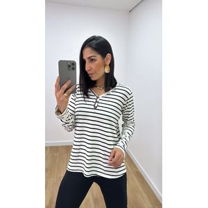 Blusa Flóra Listrada Branca - B535 - PUROROSA