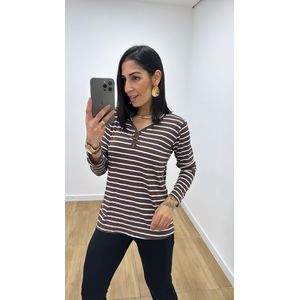 Blusa Flóra Listrada Marrom - B535 - PUROROSA