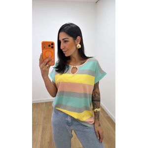 Tshirt Maíra Listra Amarela - B515 - PUROROSA