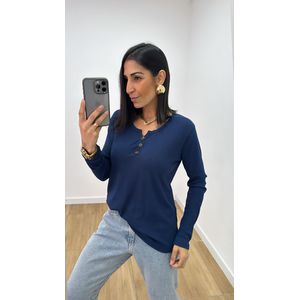 Blusa Selma Canelada Azul - B509 - PUROROSA