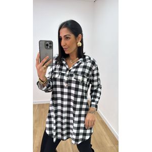 Camisa Emma Xadrez Branca - B486 - PUROROSA