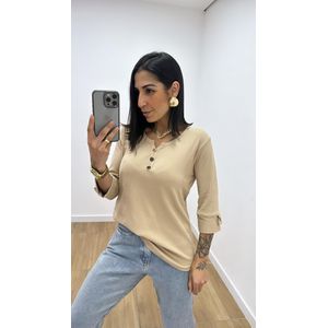 Blusa Selma Canelada 2 Nude - B514 - PUROROSA
