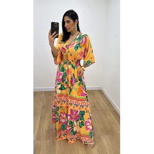 Vestido Talita Estampado 3 Laranja - V324 - PUROROSA