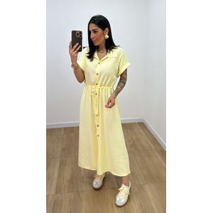 Vestido Madalena Amarelo Manteiga - V327 - PUROROSA