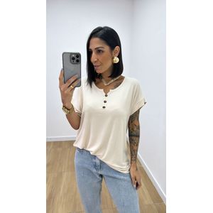 Tshirt Botões Nude Claro - B499 - PUROROSA