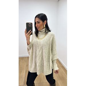 Poncho Mousse Areia - B540 - PUROROSA