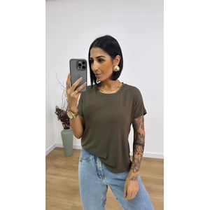 Tshirt Basiquinha Verde Militar - B439 - PUROROSA