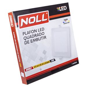 Plafon LED Branco Quadrado de Embutir 18W 6.500K - Noll
