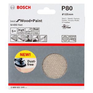 Disco de Lixa Bosch M480 Best for Wood & Paint; 125mm G80 Pacote com 5 unidades