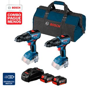 Combo Pague Menos Bosch 18V - Parafus. e Furadeira de Impacto GSB 18V-50 + Parafus. e Furadeira de Impacto GSB 18V-50, 2 baterias 18V 4,0Ah 1 carregador e 1 bolsa