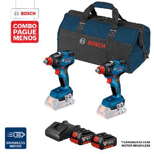 Combo Pague Menos Bosch 18V - Chave de Impacto GDX 18V-200 + Chave de Impacto GDX 18V-200, 2 baterias 18V 4,0Ah 1 carregadore 1 bolsa