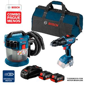 Combo Pague Menos Bosch 18V - Parafus. e Furadeira de Impacto de Impacto GSB 18V-50 + Aspirador de Pó GAS 18V-10 L, 2 baterias 18V 4,0Ah 1 carregador e 1 bolsa