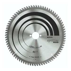 Disco de serra circular Bosch Optiline Wood ø254, furo de 30 mm, espessura de 1,8 mm, 80 dentes