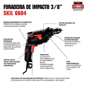 Furadeira de Impacto 6604 570W 127V com Chave de mandril -Skil 