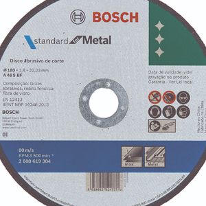 Disco de Corte Metal 7'' (180x1,6mm Reto - 10 Uni.) - Bosch 